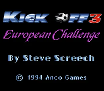 Kick Off 3 - European Challenge (Europe) (Beta) screen shot title